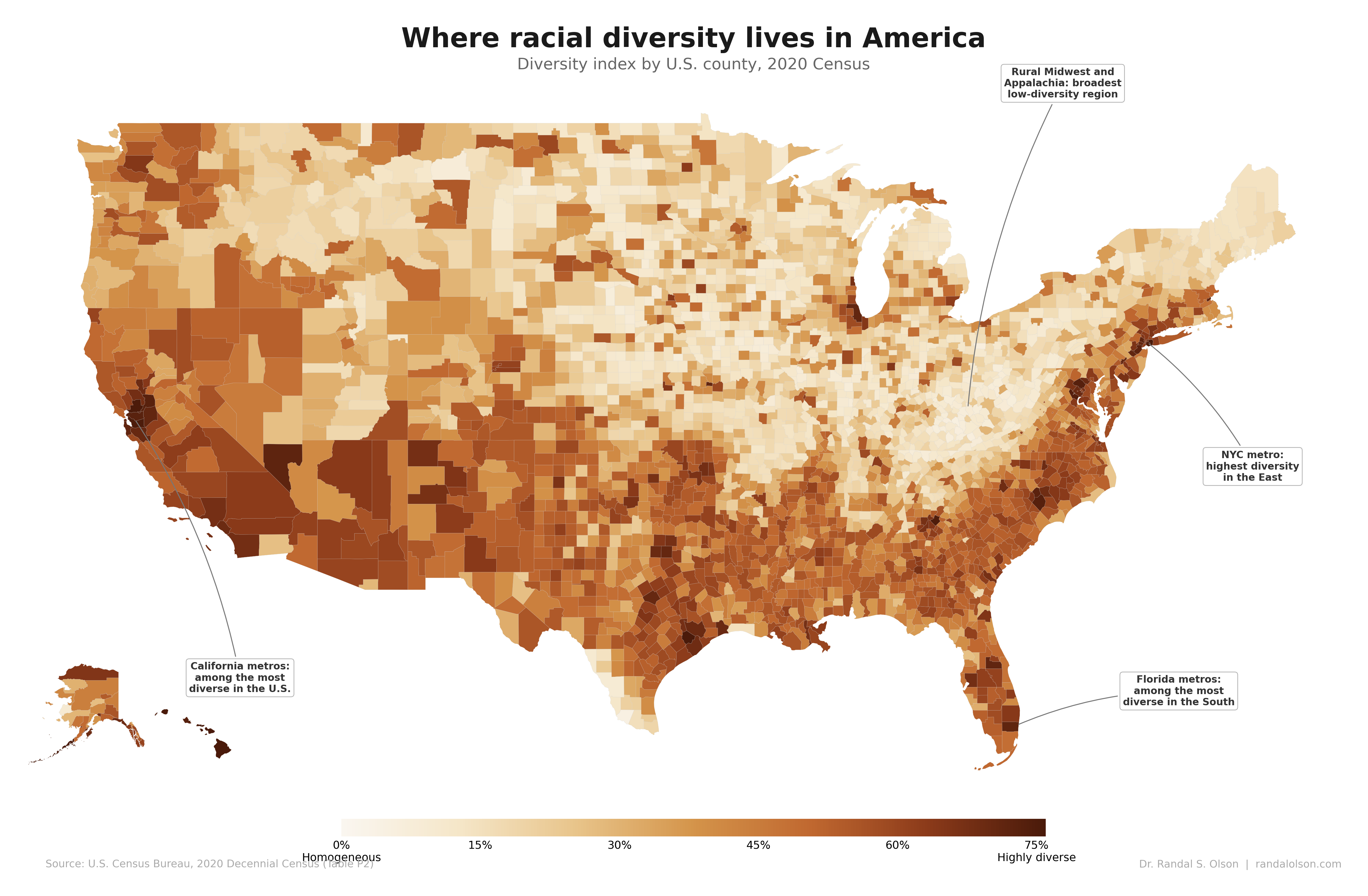 Where racial diversity lives in America, county by county